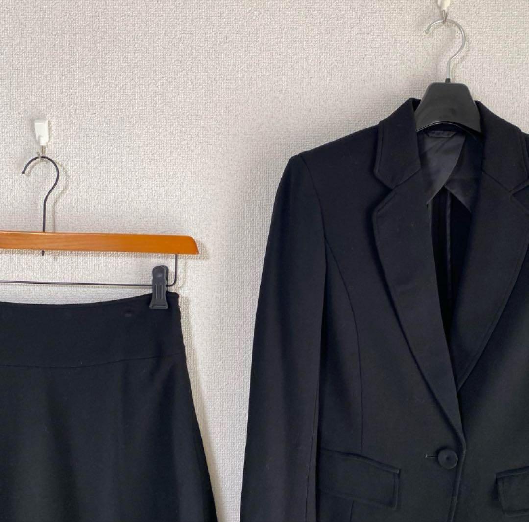 スーツカンパニー スカートスーツ 38 W70 ストレッチ 黒 ブラック DMW