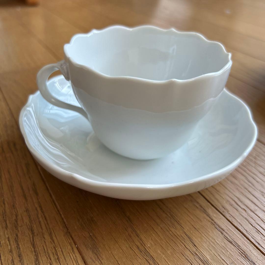 マイセン白磁カップ、ソーサー、ケーキ皿 4客おまとめ