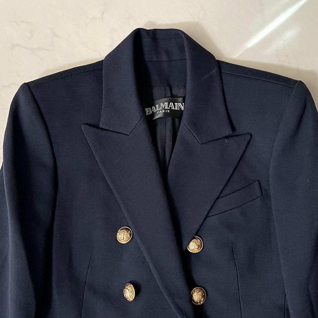 BALMAIN テーラードジャケット 金ボタン ダブル ネイビー 紺ブレ 38