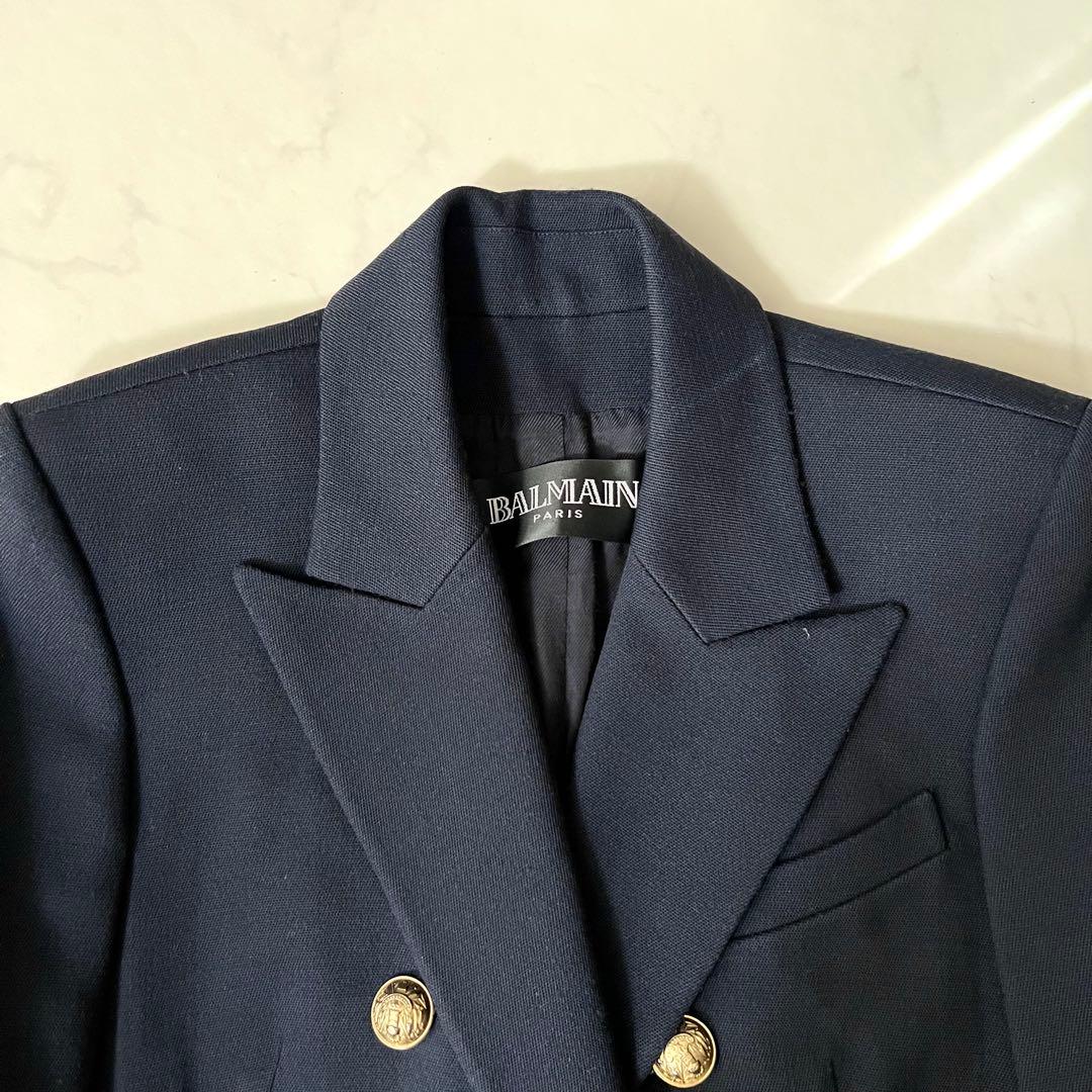 BALMAIN テーラードジャケット 金ボタン ダブル ネイビー 紺ブレ 38