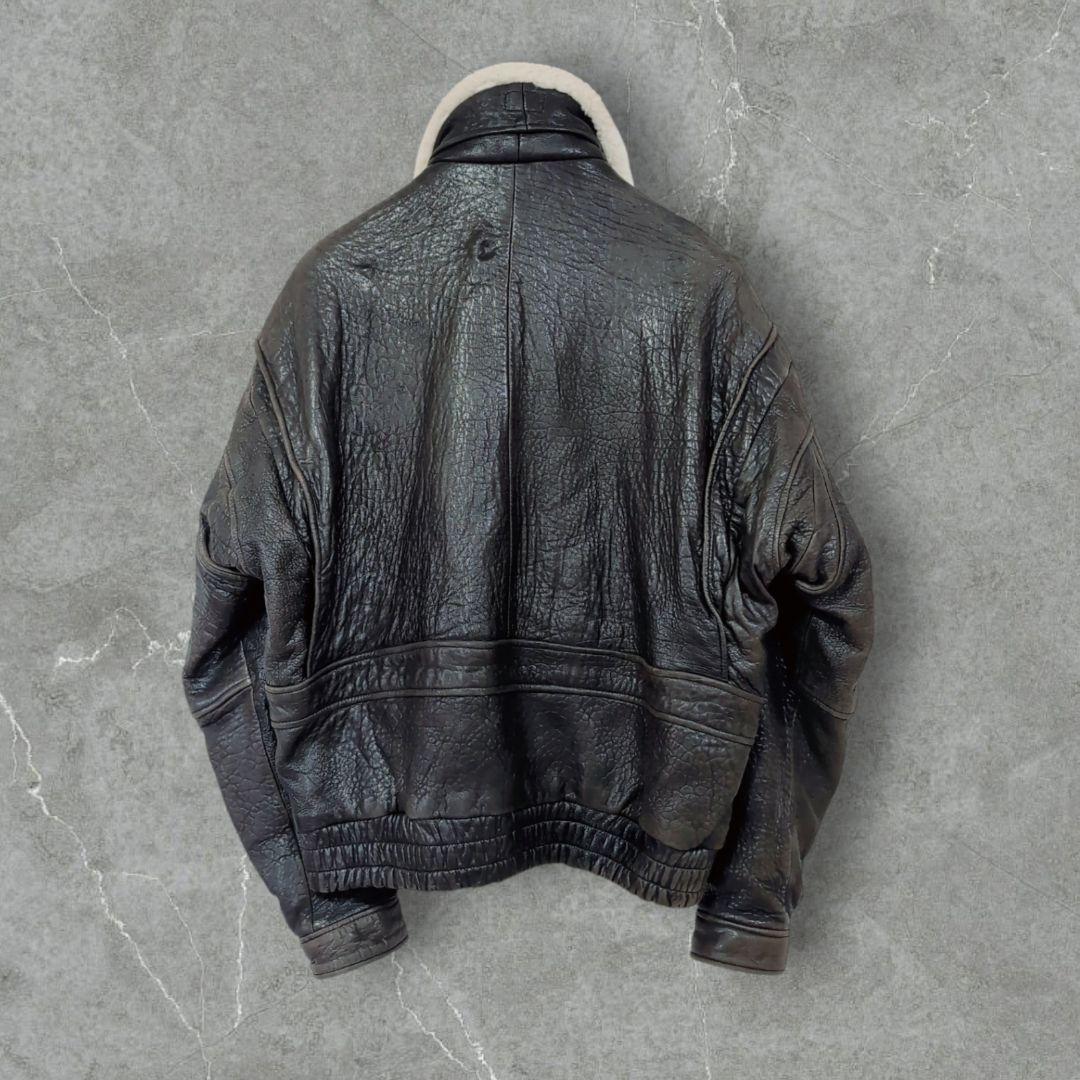 【本革】G-1 A-2 フライトジャケット 2way ボア XL　星条旗　濃茶