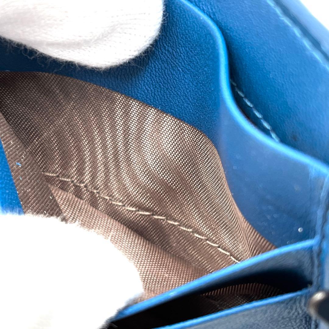 【希少色】ボッテガヴェネタ 二つ折り財布 マネークリップ イントレ レザー 青