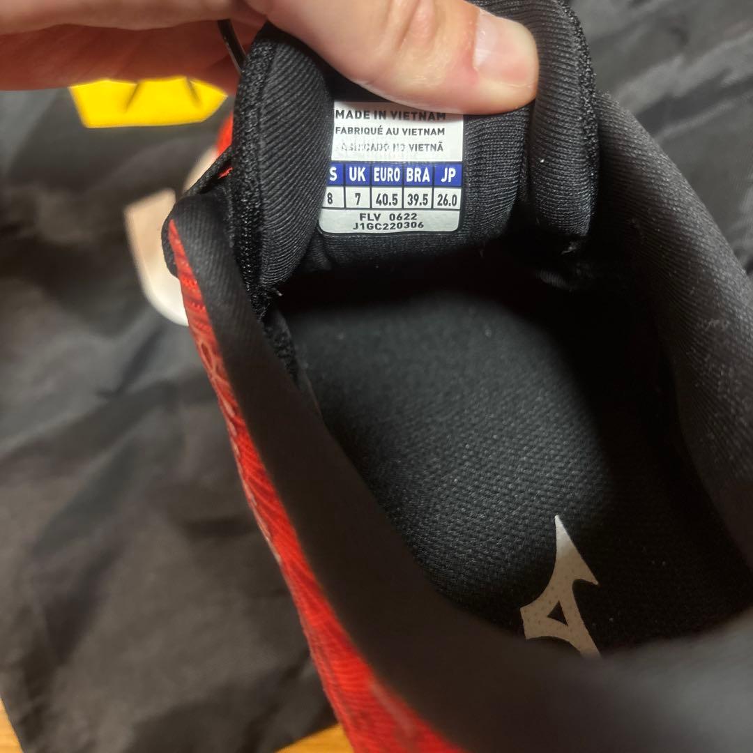 Mizuno スパイクシューズ 26.0cm レッド 収納袋付きウェーブライダー