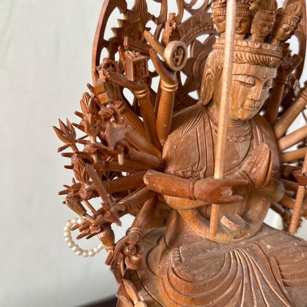 【土日値下中】千手観音像　木彫り　仏像　骨董品