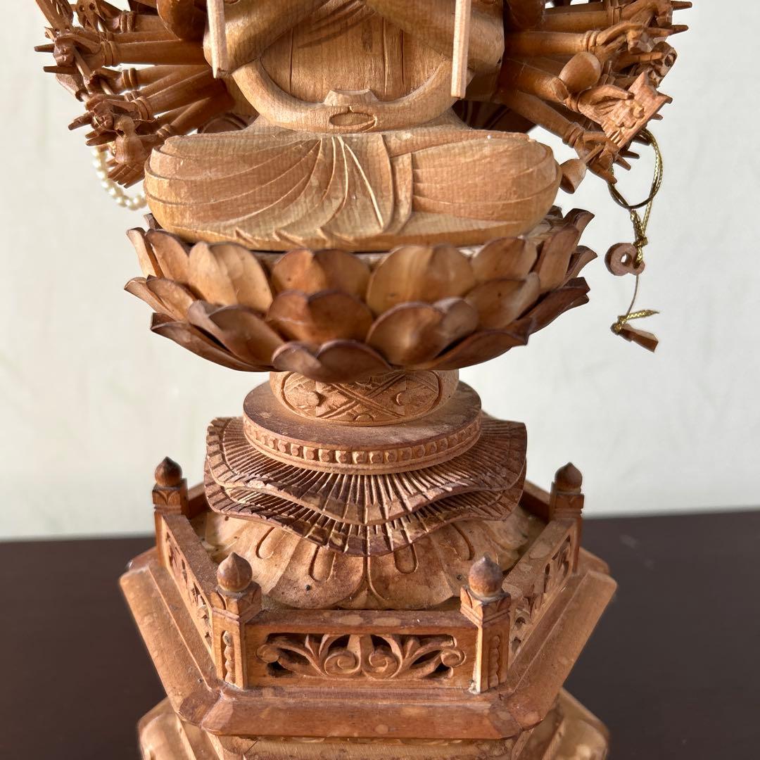 【土日値下中】千手観音像　木彫り　仏像　骨董品