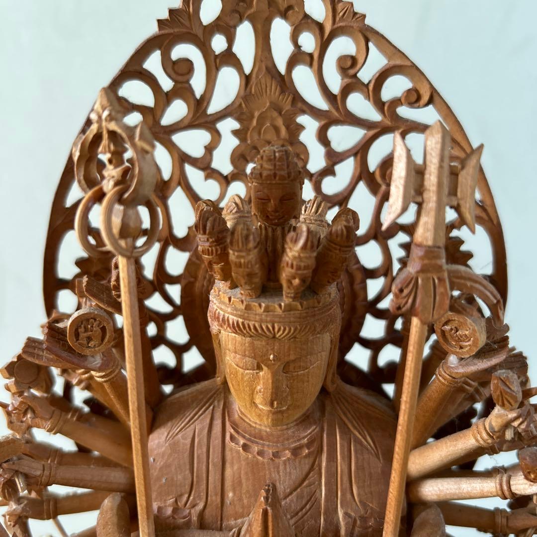 【土日値下中】千手観音像　木彫り　仏像　骨董品
