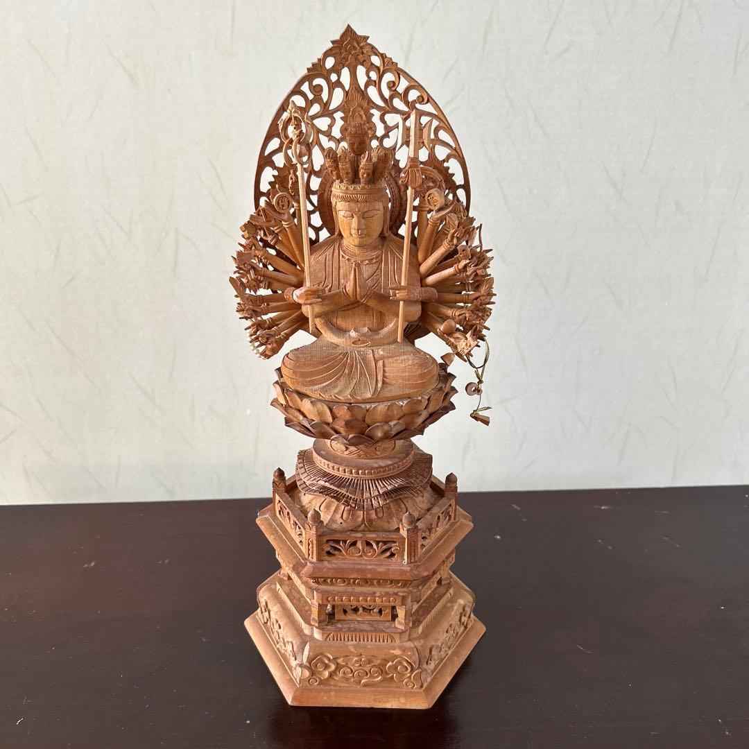 【土日値下中】千手観音像　木彫り　仏像　骨董品