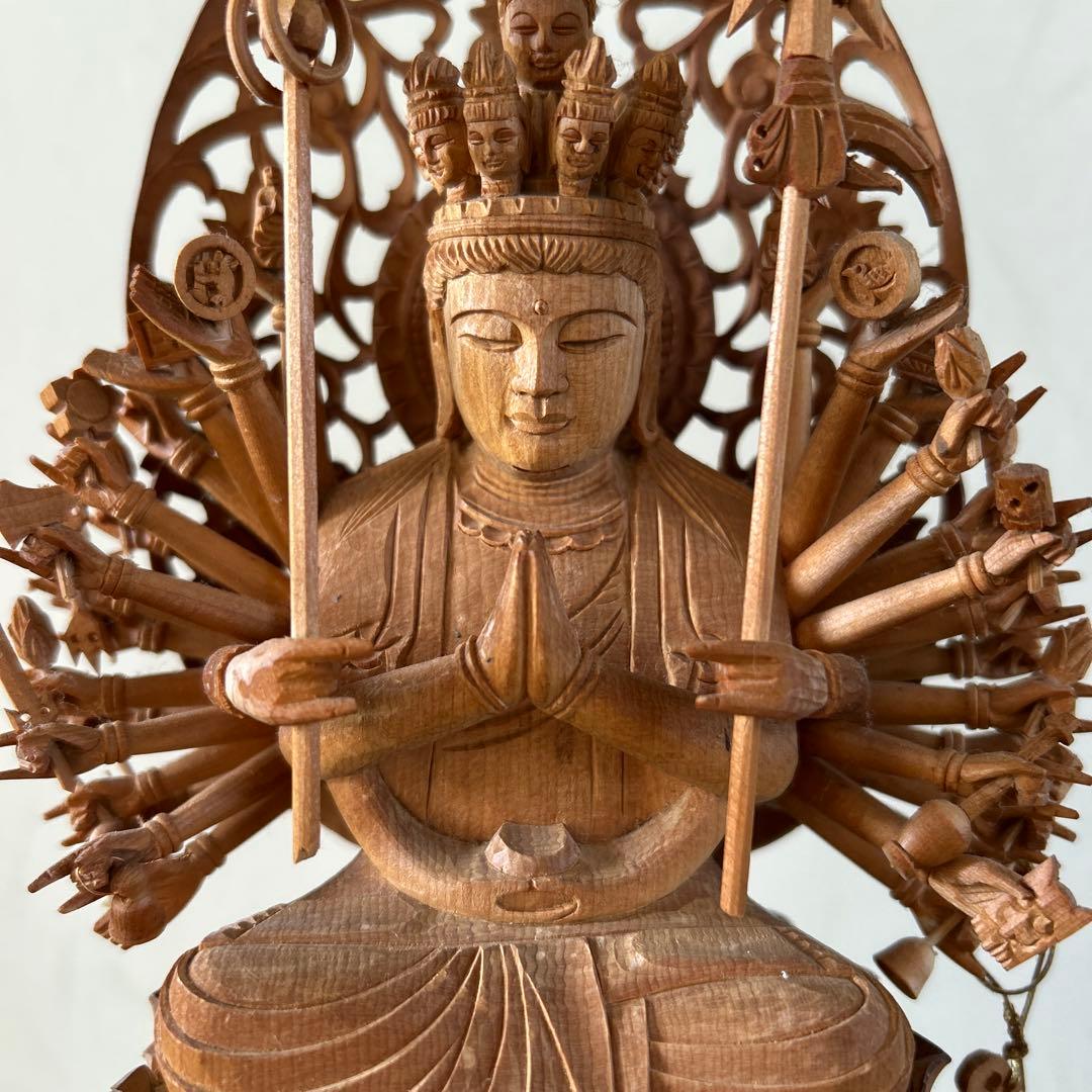 【土日値下中】千手観音像　木彫り　仏像　骨董品