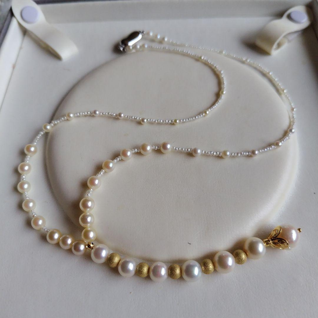 各種サイズ、アコヤ真珠と、あこや砂芥子パールの、Y字ネックレス