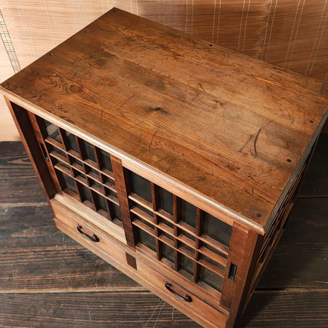 蠅帳　小引き出し2杯　食器棚　調味料棚　昭和レトロ　木箱　古家具