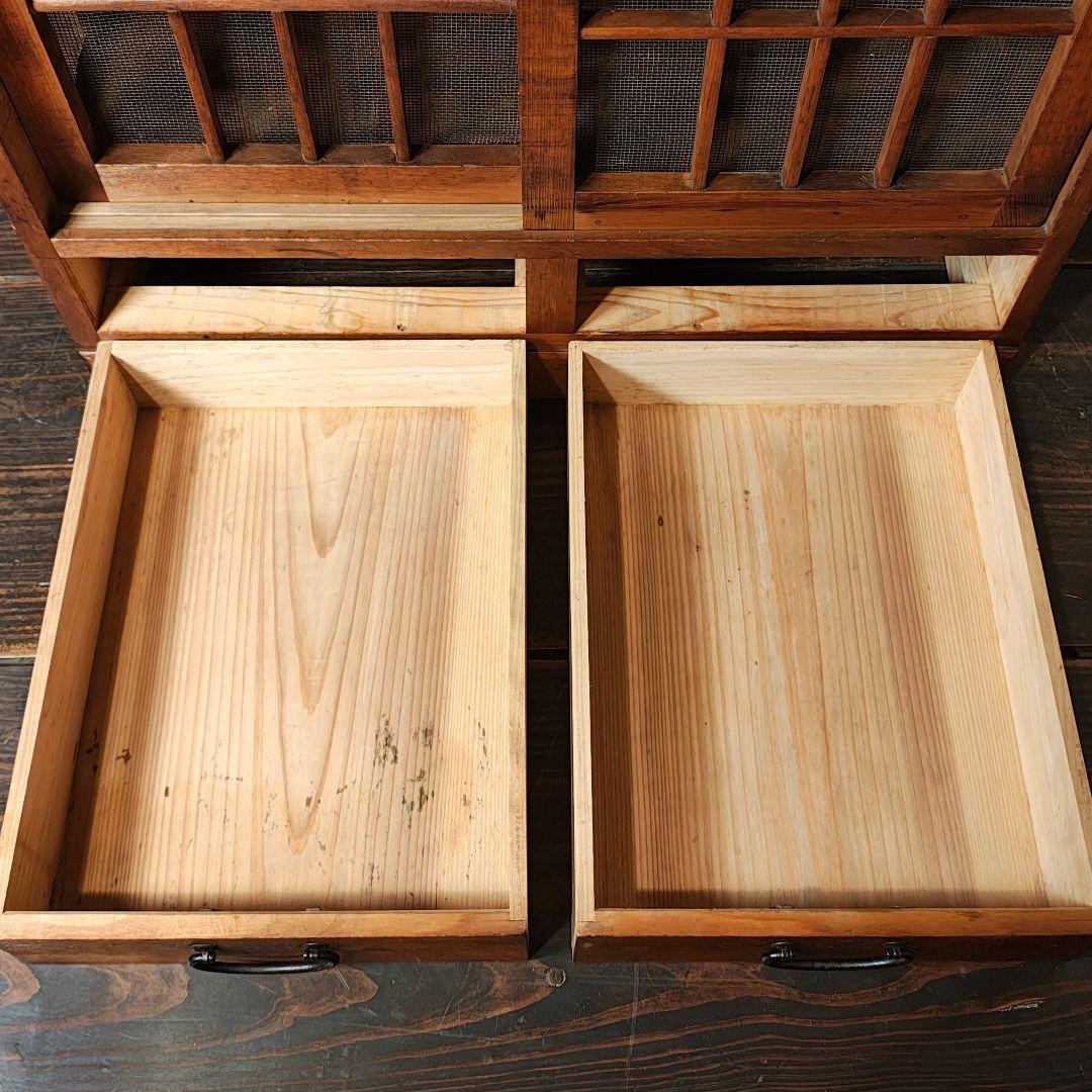 蠅帳　小引き出し2杯　食器棚　調味料棚　昭和レトロ　木箱　古家具