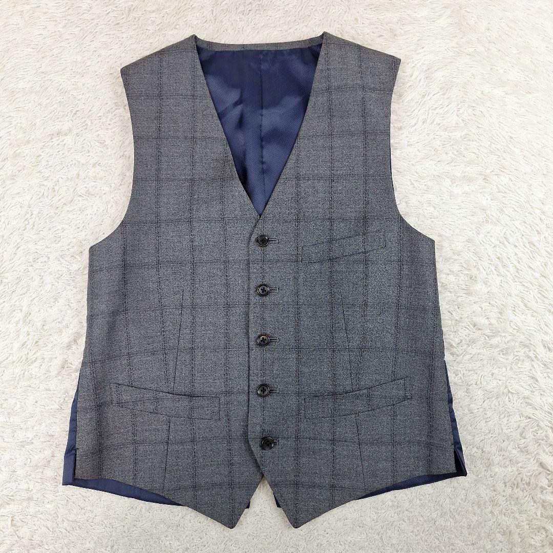 美品✨スーツセレクト　アルフレッドブラウン生地　スリーピース　A4　アジャスター