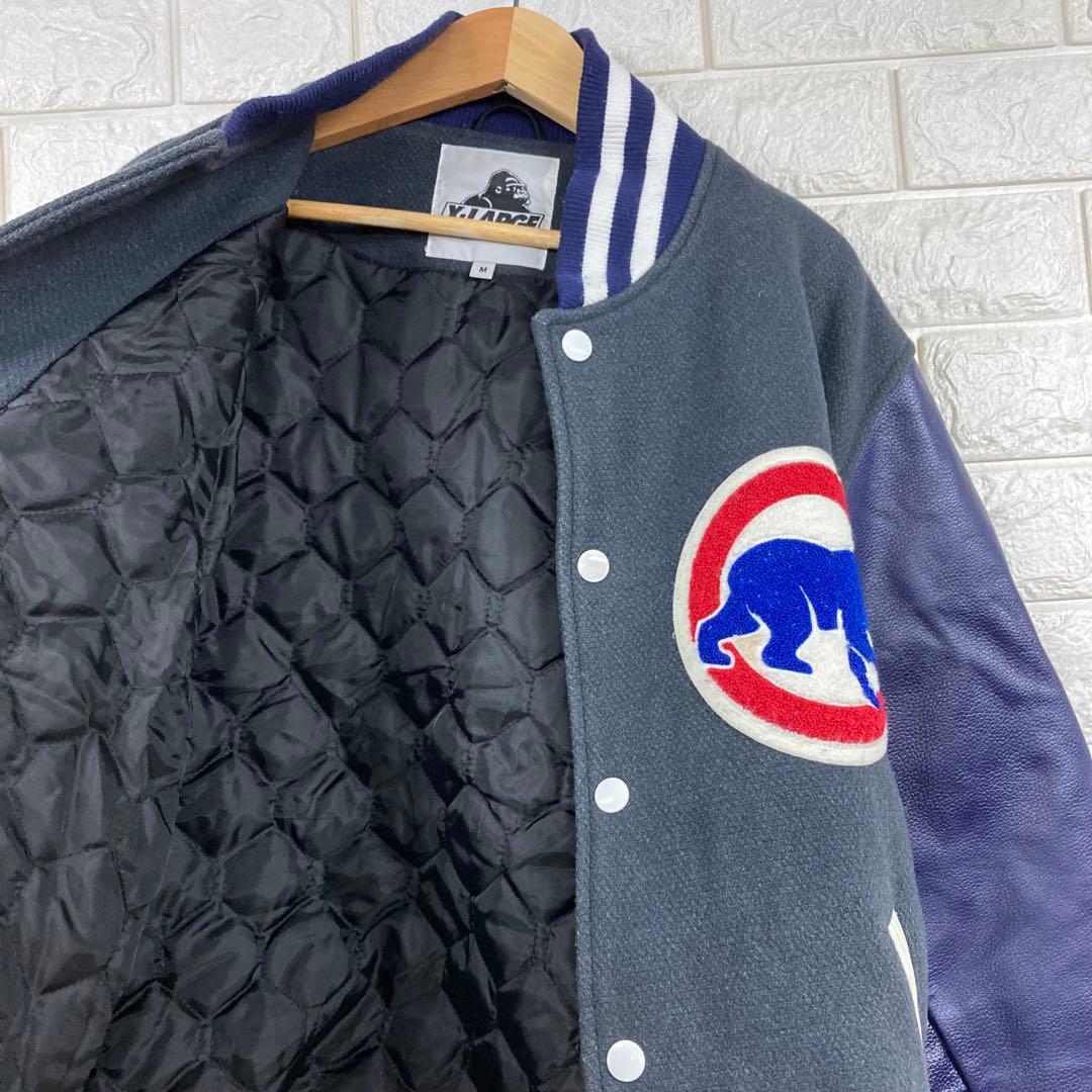 良品 X-LARGE 牛革　MLB スタジャン　アワードジャケット　M HUF