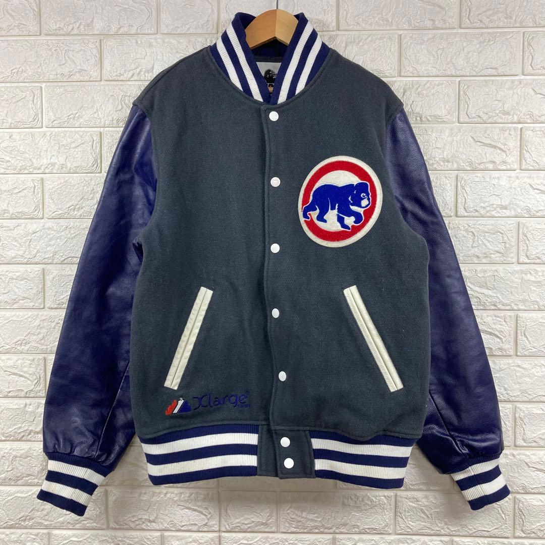 良品 X-LARGE 牛革　MLB スタジャン　アワードジャケット　M HUF