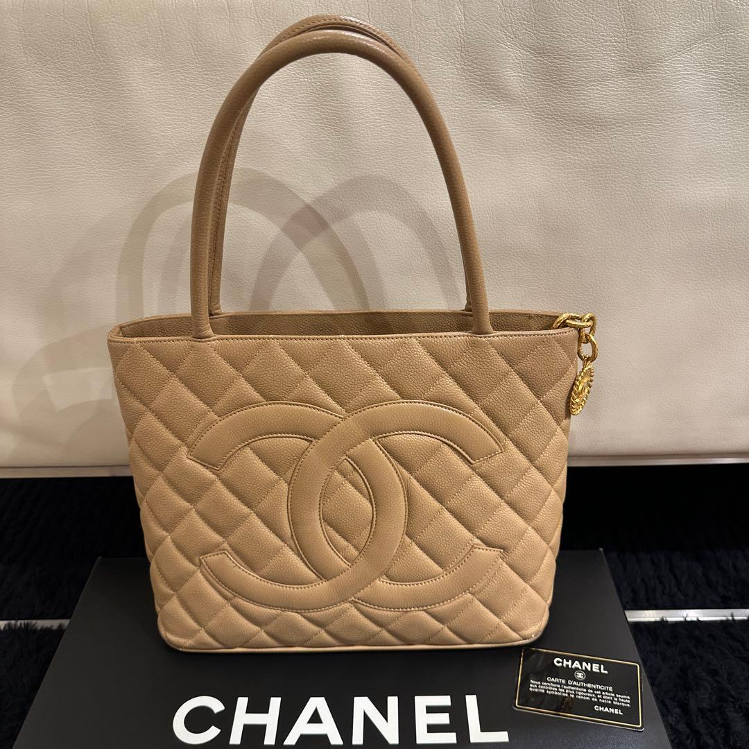 《正規品》CHANEL 復刻トート　ベージュ　ゴールド金具　キャビアスキン