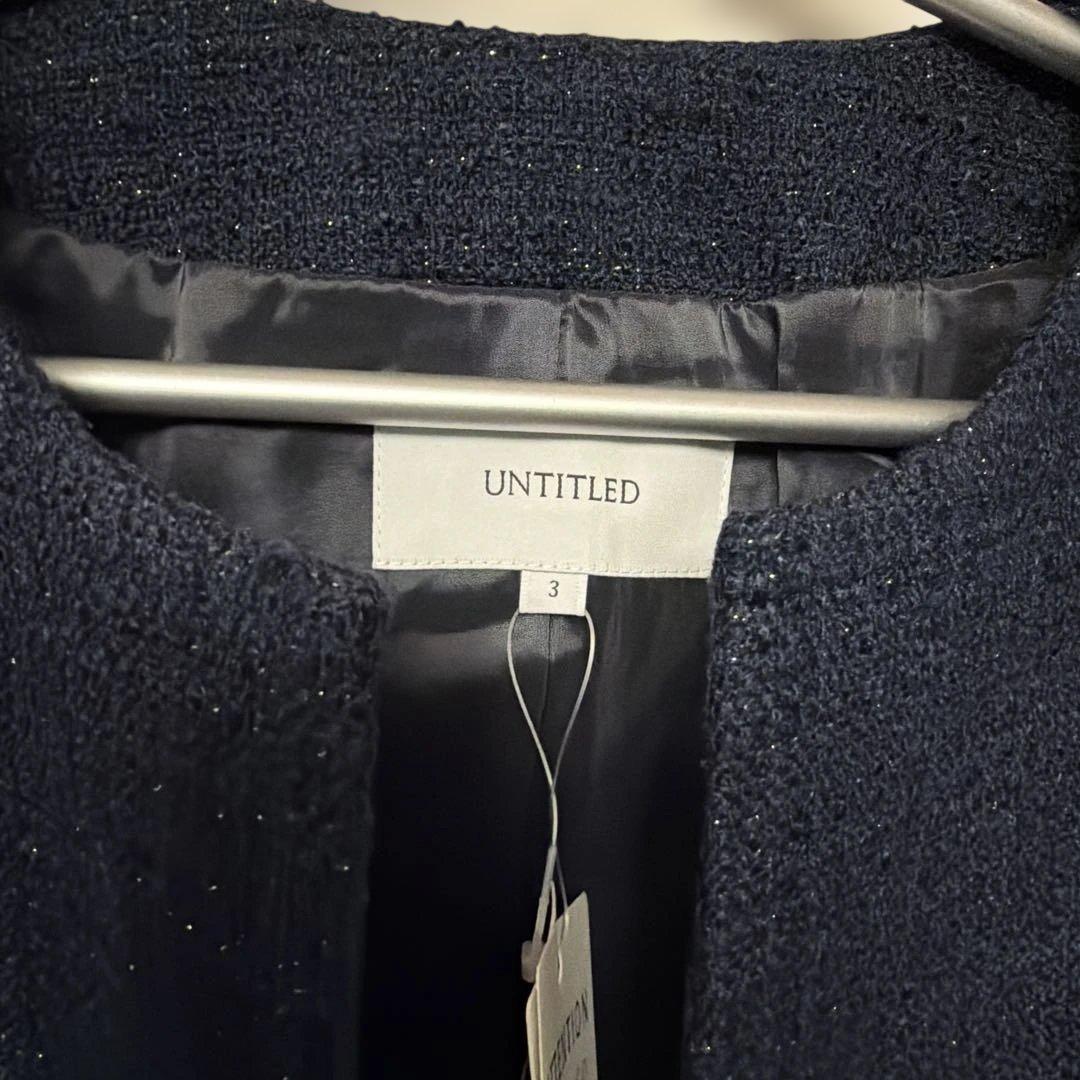 ☆UNTITLED☆ネイビー×ラメ☆ノーカラージャケット☆サイズ3☆新品未使用☆