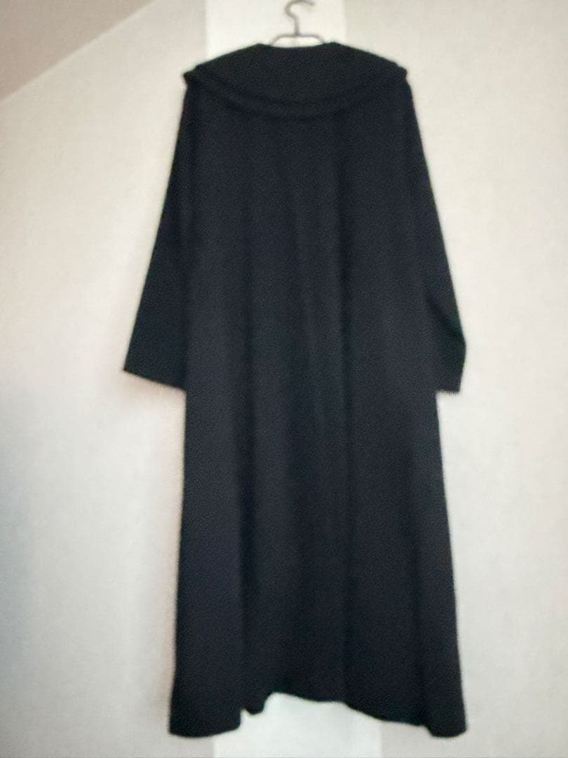 【美品　クリーニング済】ブリオン＊ブラックロングコート 大きな襟 Aライン