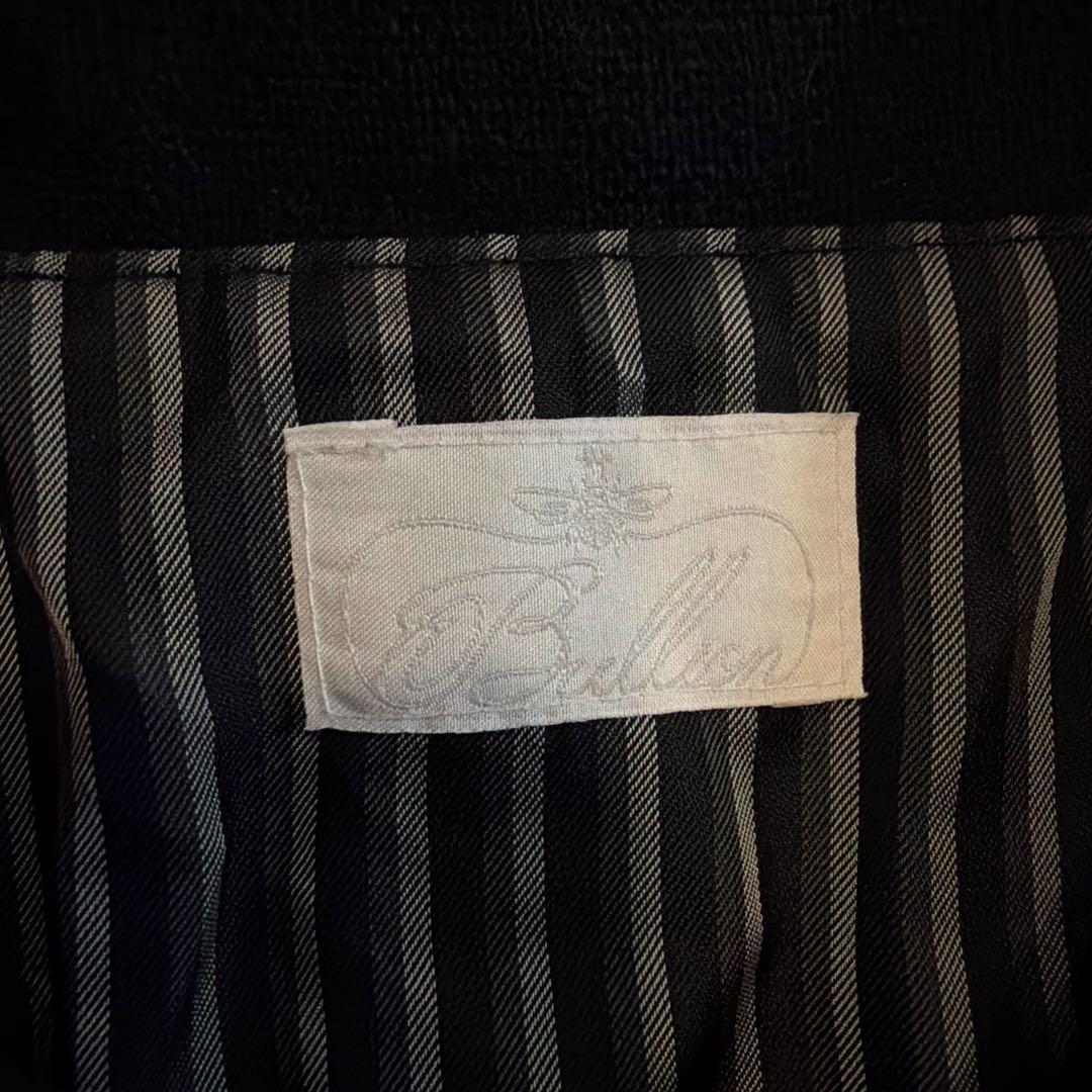 【美品　クリーニング済】ブリオン＊ブラックロングコート 大きな襟 Aライン