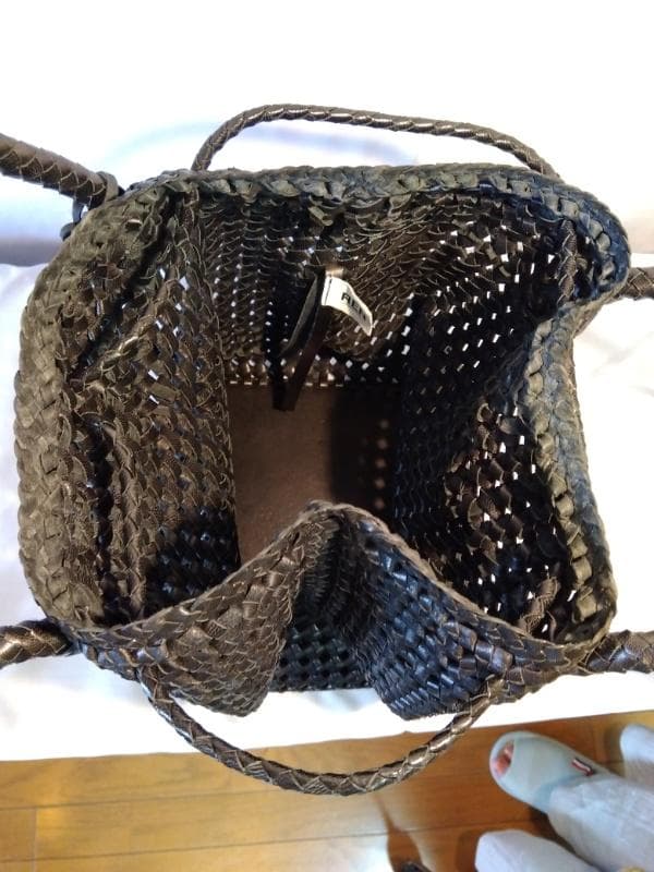 REN レン 黒系 かごバッグ 編み込みデザイン
