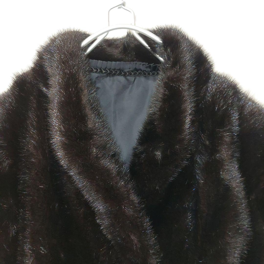 15号 ミンクファーコート SAFURON ブラック 上質毛皮 極上の肌触り