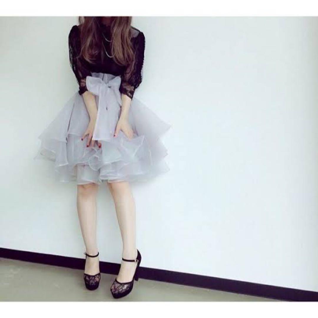 la belle Etude ボリュームオーガンジーミニスカート