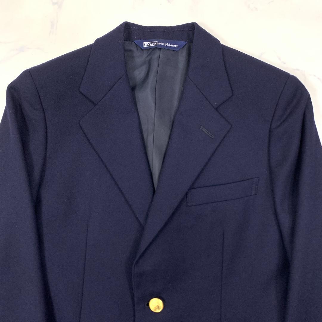 LA8765 ポロバイラルフローレン パンツスーツ 紺色 ウール100％ 140