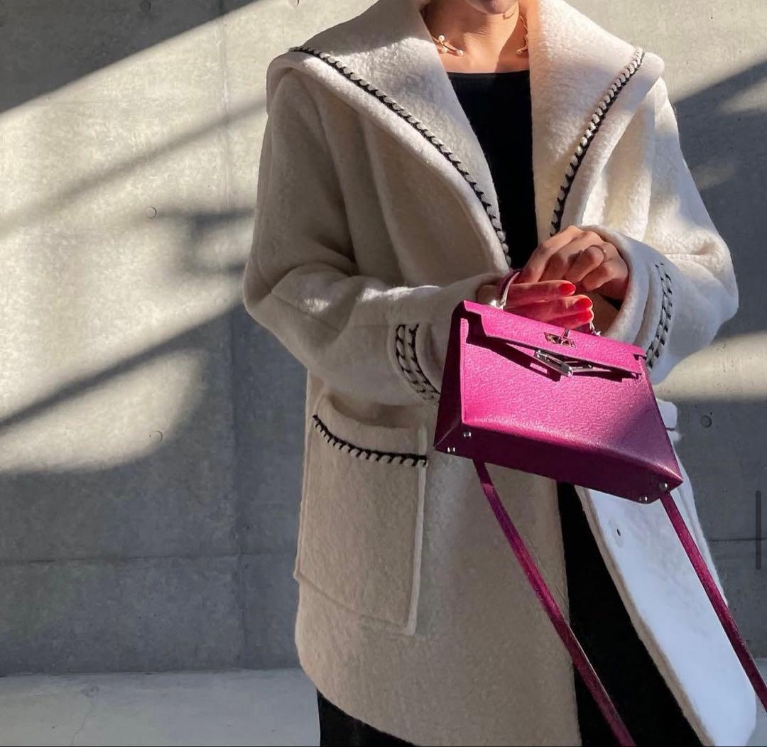 HIAND コート　セーラー襟コート　ホワイト