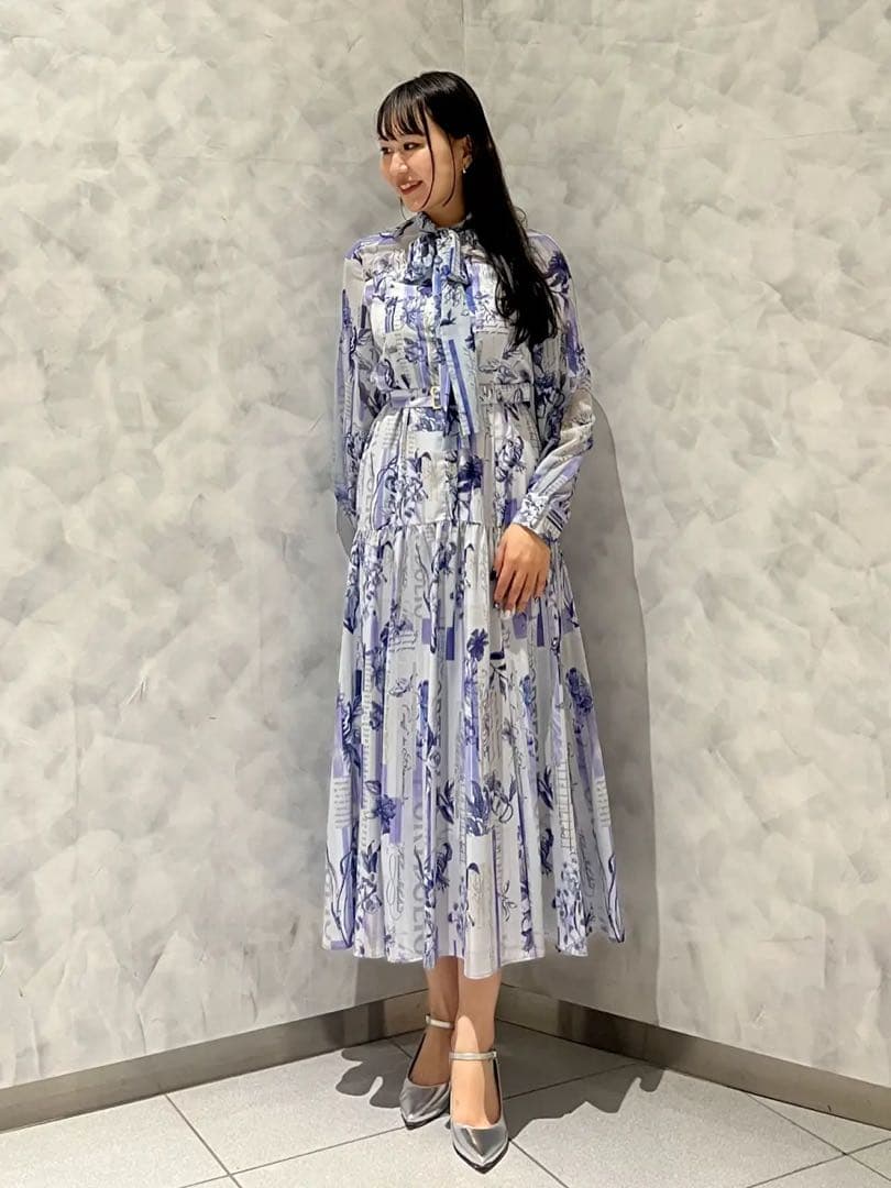 グレースコンチネンタル　ロゴフラワ－プリントボウタイワンピース　ダイアグラム