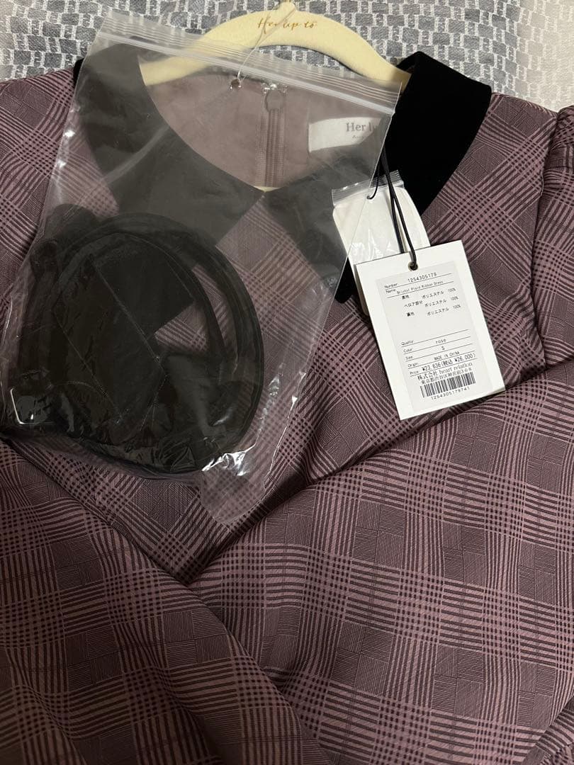 ワンピース herlipto Bristol Plaid Ribbon Dress rose