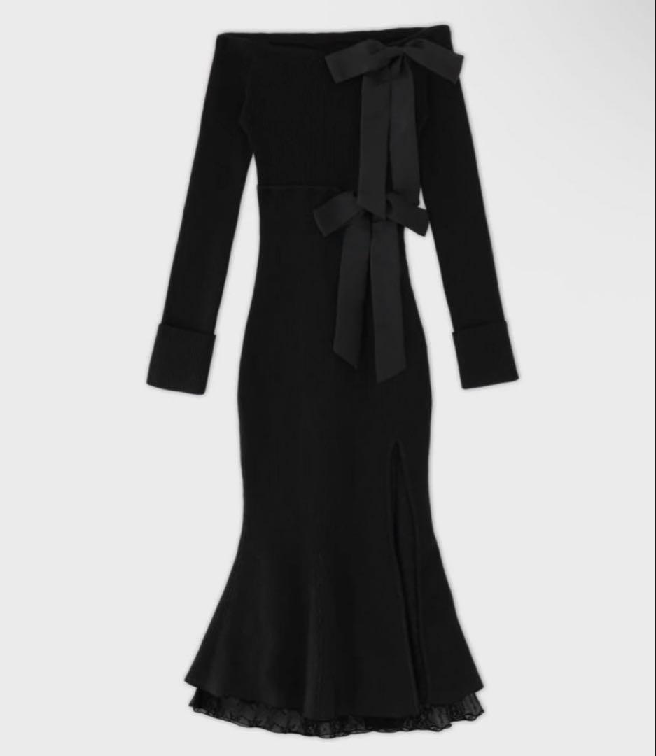 ワンピース mmeeme offshoulder knitlong onepiece