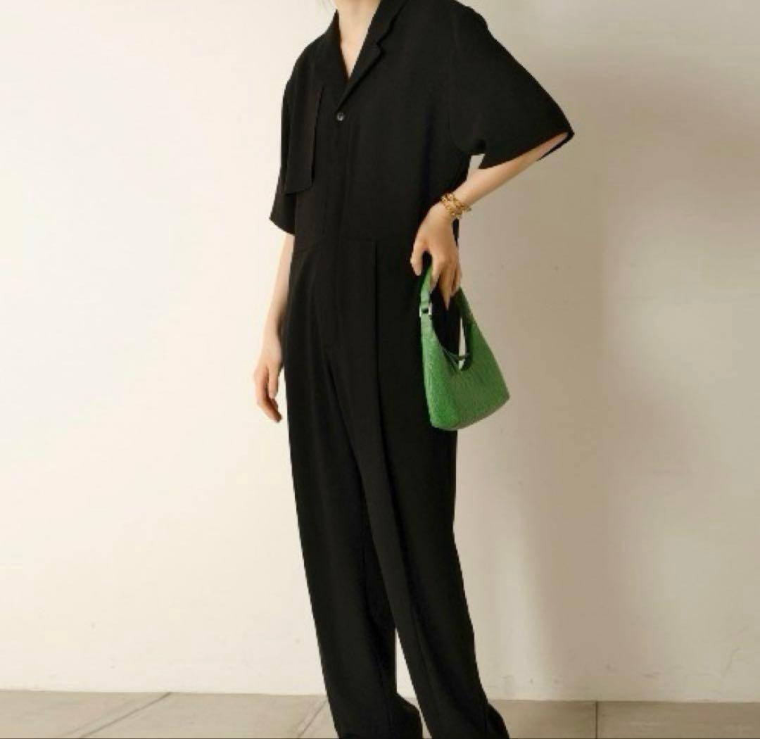 LE CIEL BLUE ジョーゼットオープンカラージャンプスーツほぼ未使用]