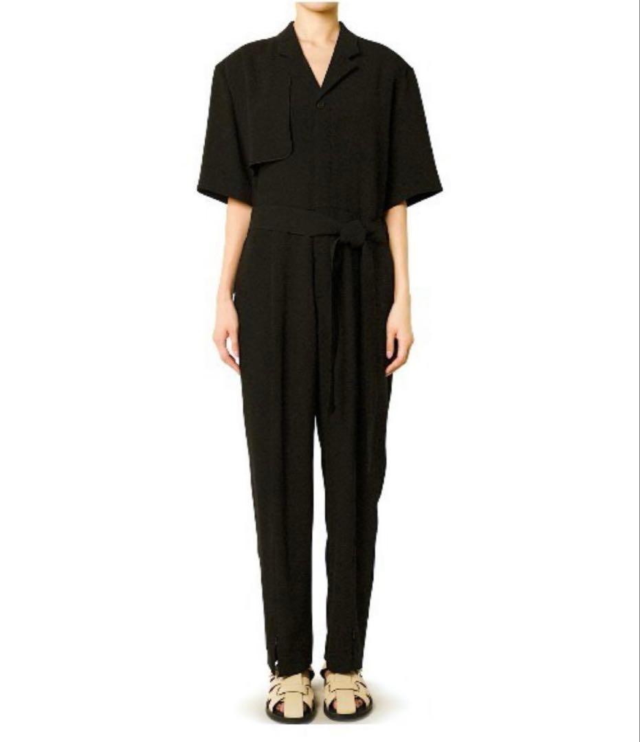 LE CIEL BLUE ジョーゼットオープンカラージャンプスーツほぼ未使用]