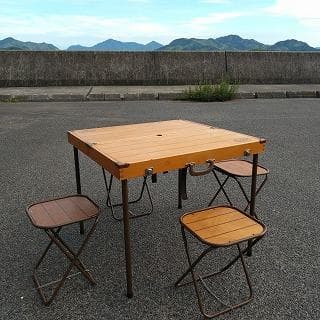 LOGOS　木製　キャンピング　テーブル　チェア