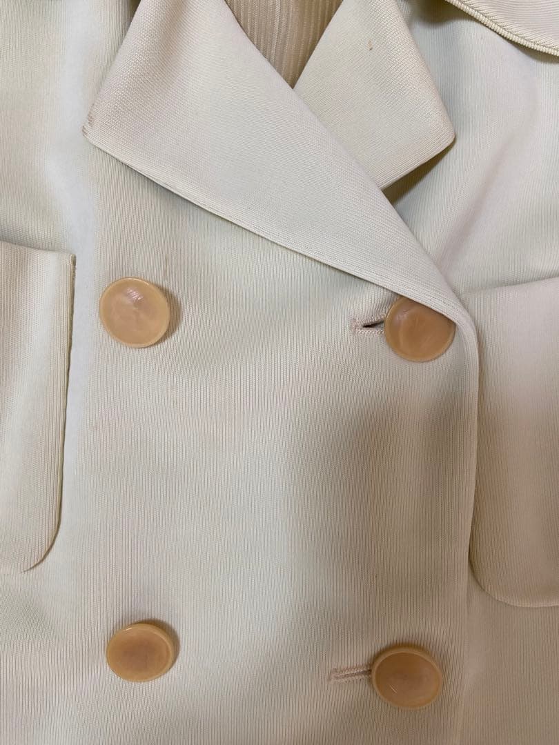 HERMES エルメス　クリーム色 ダブルブレストジャケット 36 中古