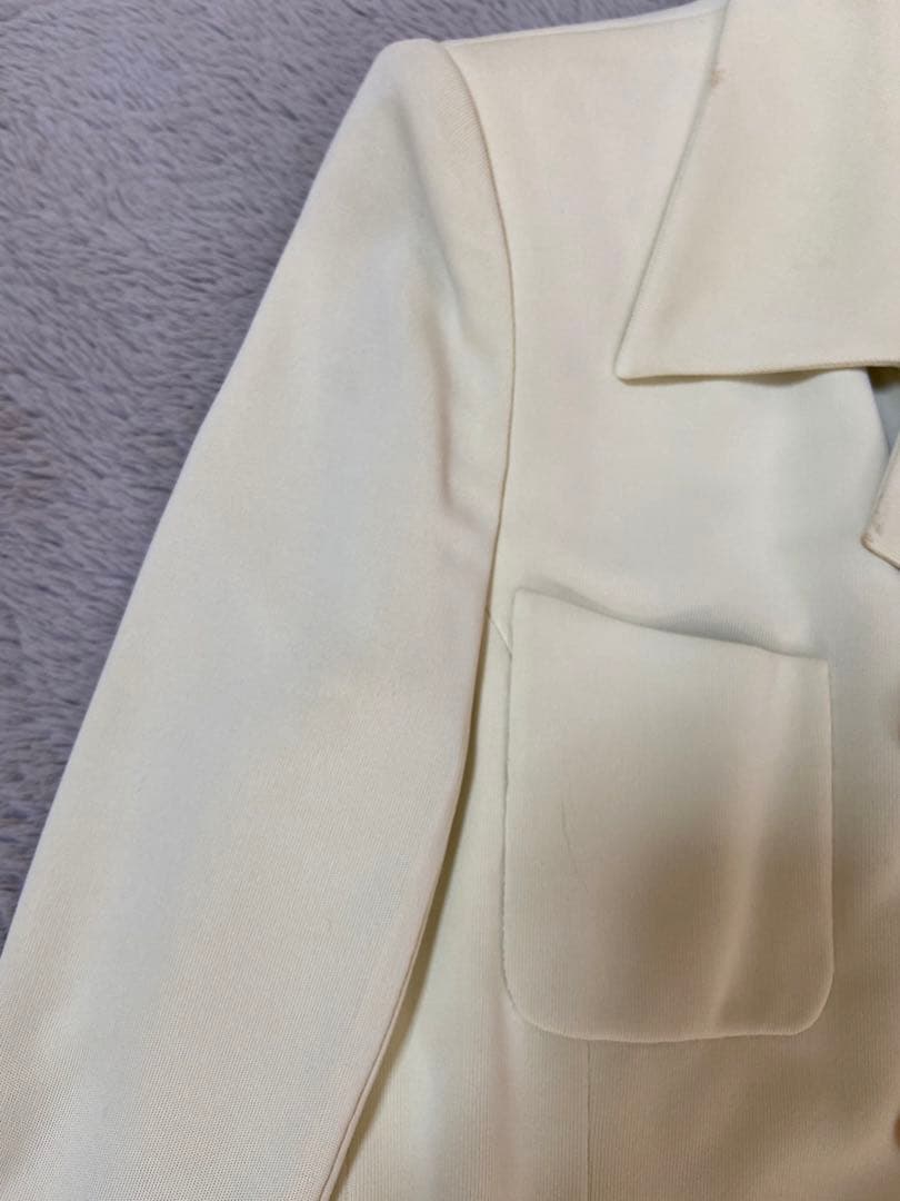 HERMES エルメス　クリーム色 ダブルブレストジャケット 36 中古