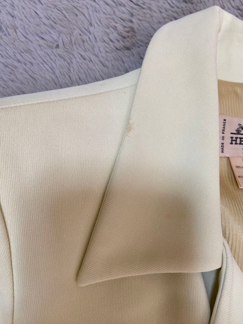 HERMES エルメス　クリーム色 ダブルブレストジャケット 36 中古