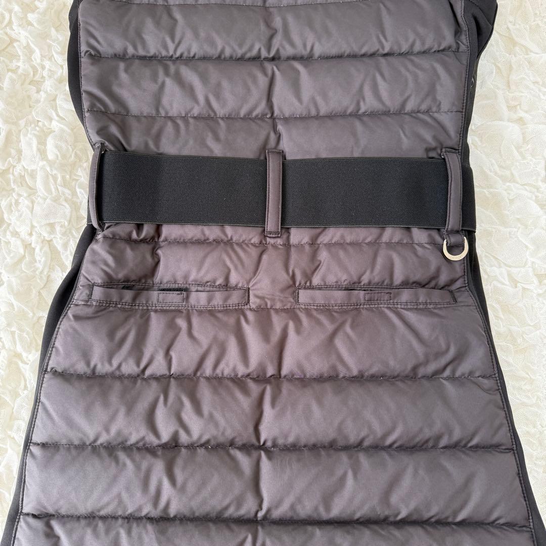 美品 JUN&ROPE ジュンロペ ロングダウンワンピース ベルト ロゴ 黒 L