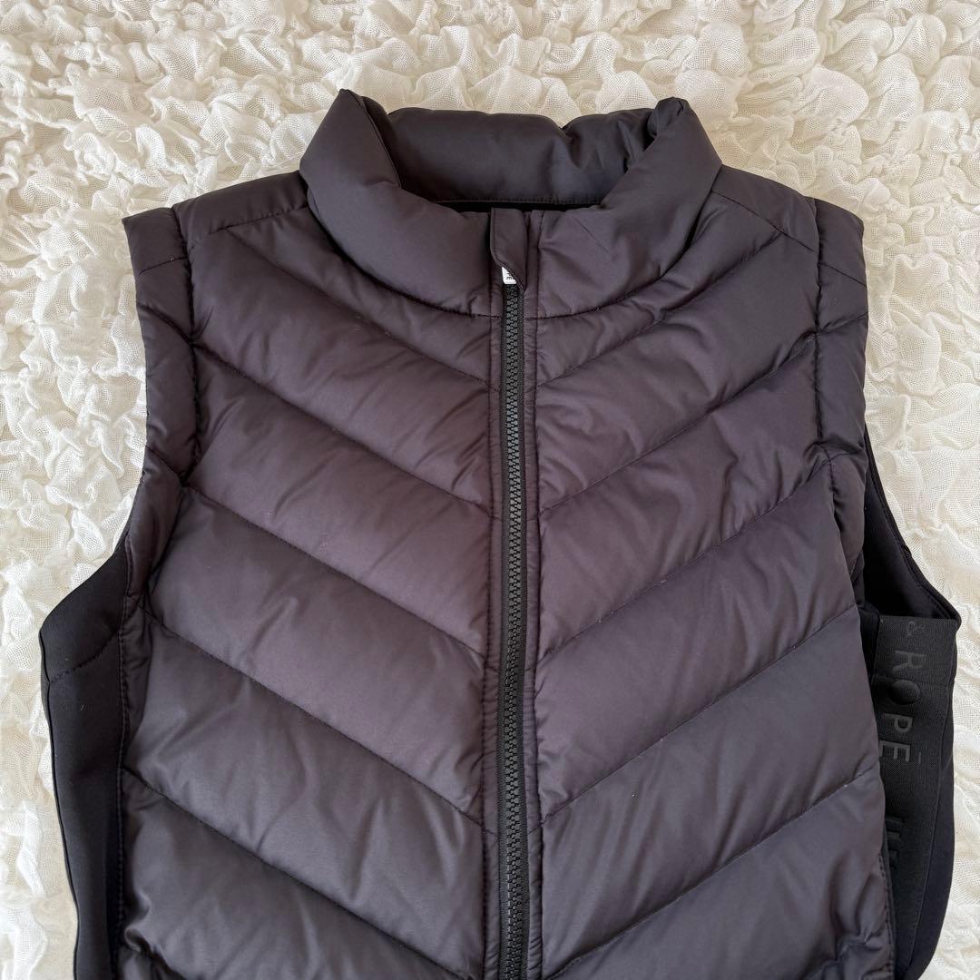 美品 JUN&ROPE ジュンロペ ロングダウンワンピース ベルト ロゴ 黒 L