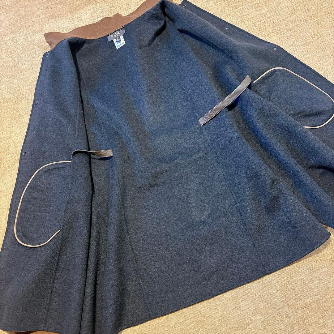 ゆ*ん様 美品 ロロピアーナ カシミヤ ザルツブルグ レザー ケープコート ブラ