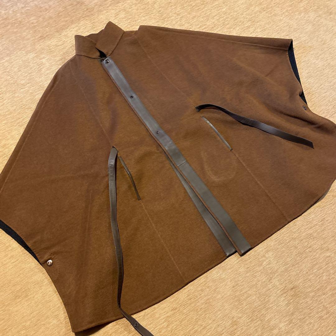 ゆ*ん様 美品 ロロピアーナ カシミヤ ザルツブルグ レザー ケープコート ブラ