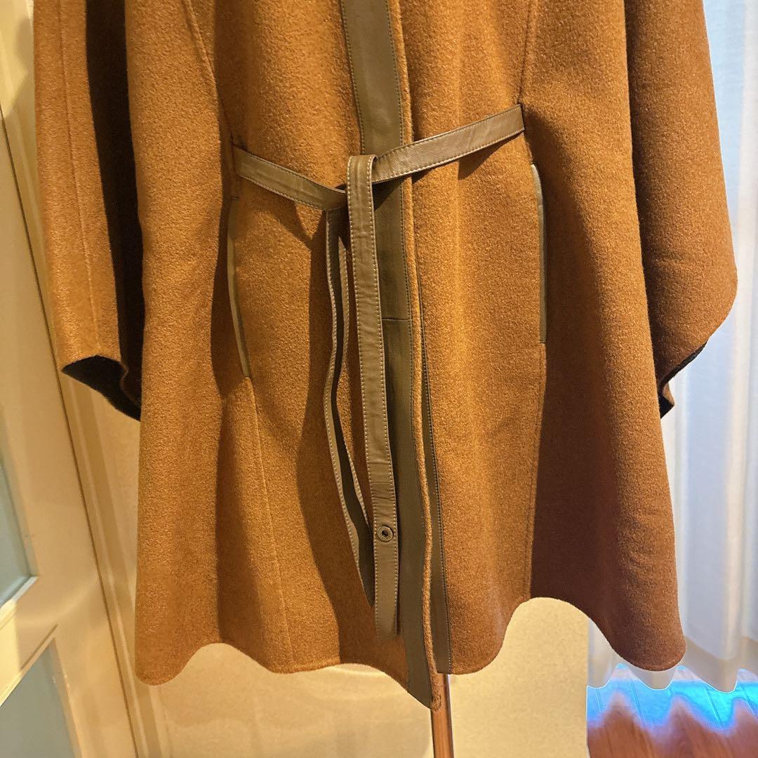 ゆ*ん様 美品 ロロピアーナ カシミヤ ザルツブルグ レザー ケープコート ブラ