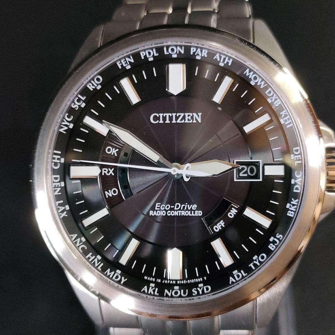 極美品　CITIZEN　シチズン　H145　ブラック　シルバー　ソーラー　メンズ