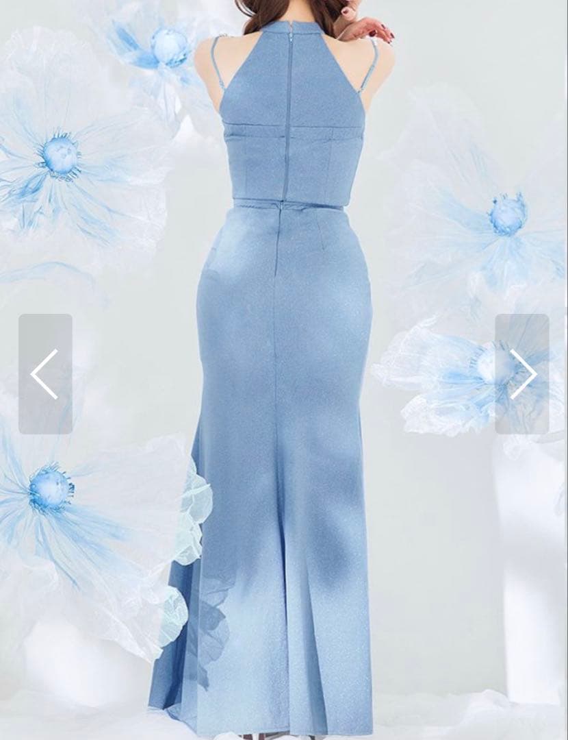 アメリカンスリーブラメセットアップロングドレス/キャバドレス