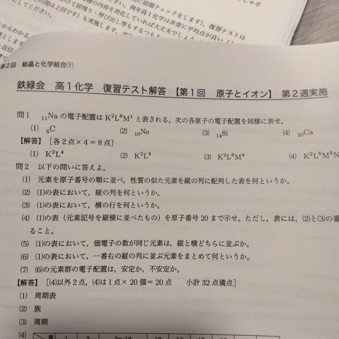 鉄緑会　高1化学　化学基礎講座　全セット