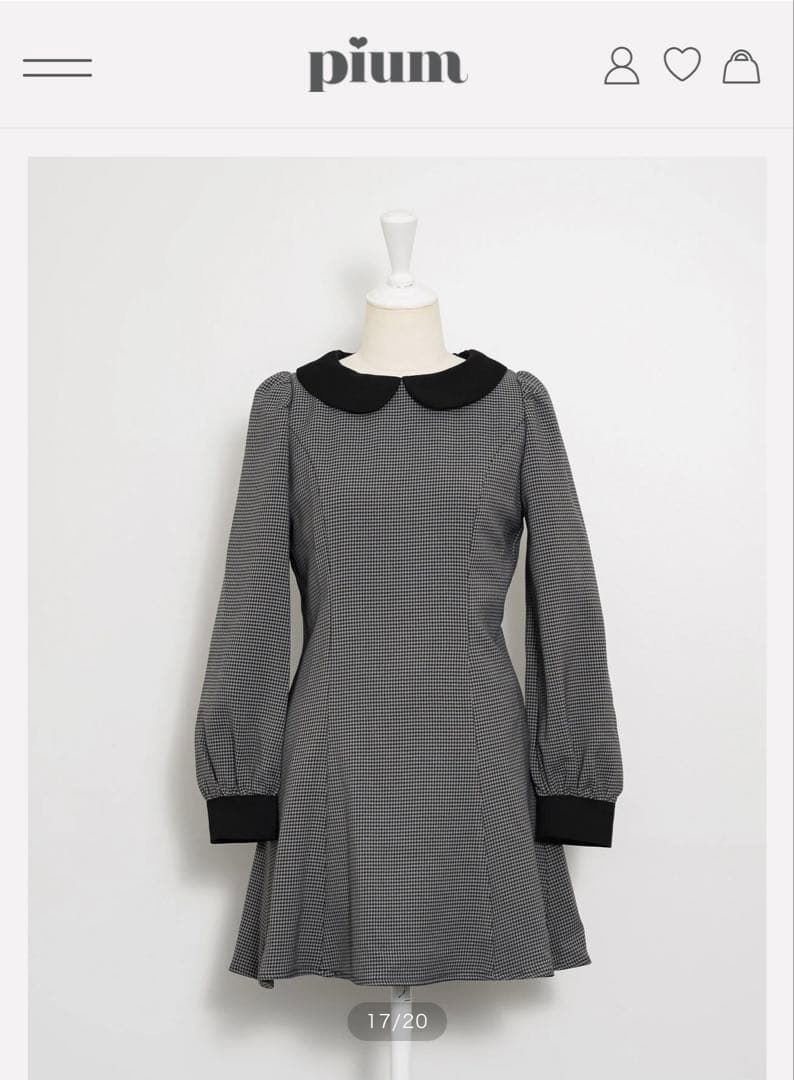 pium チュールエプロン付き丸襟ワンピース