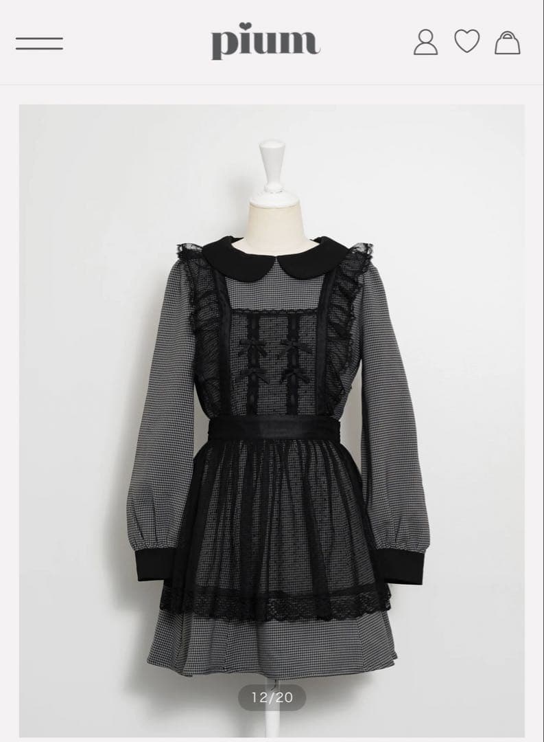 pium チュールエプロン付き丸襟ワンピース