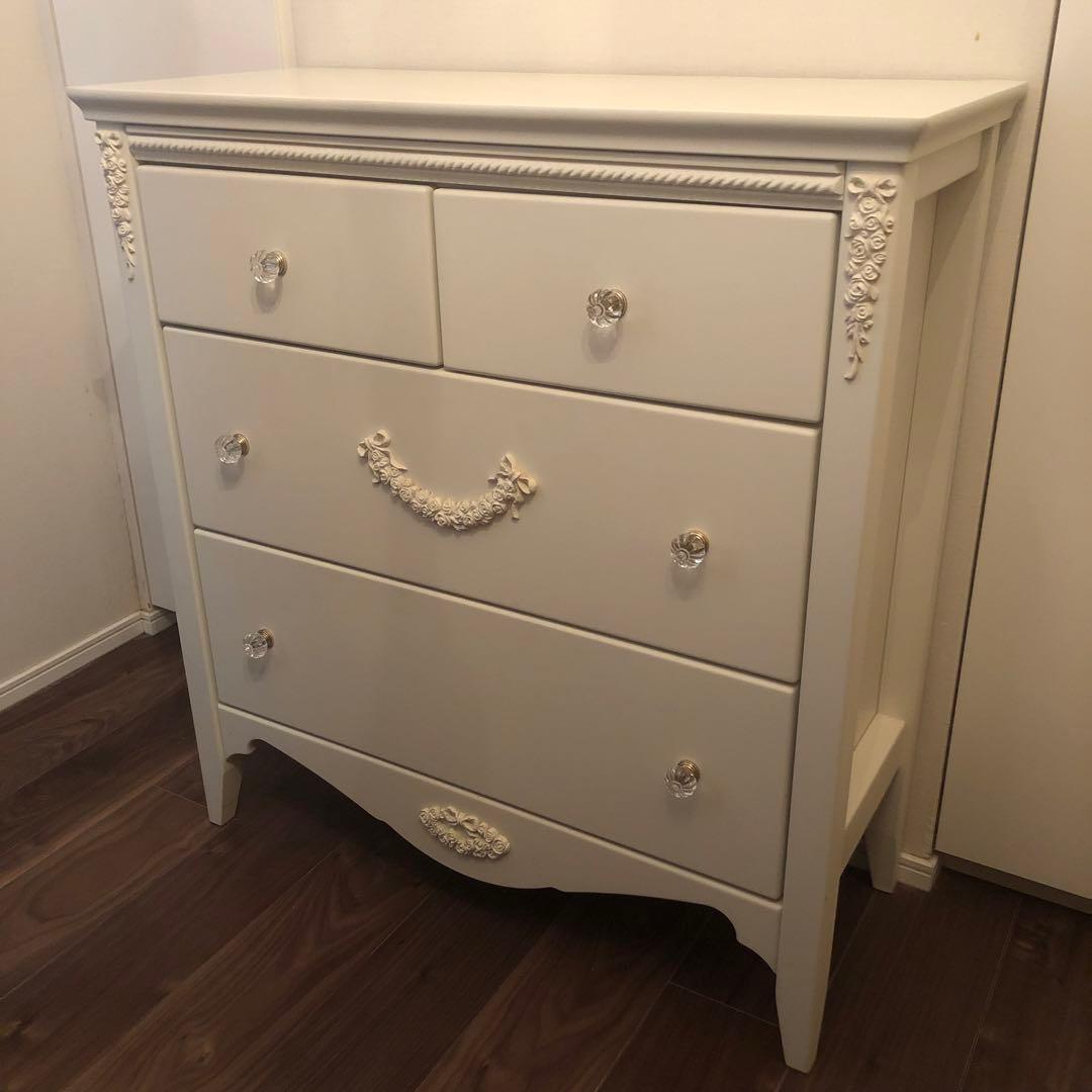 Celesta 80 Low chest ホワイト 5段チェスト