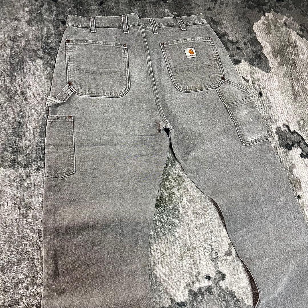 極上フェード 34×36 Carhartt 灰 金ボタン 一点物 ゆる履き