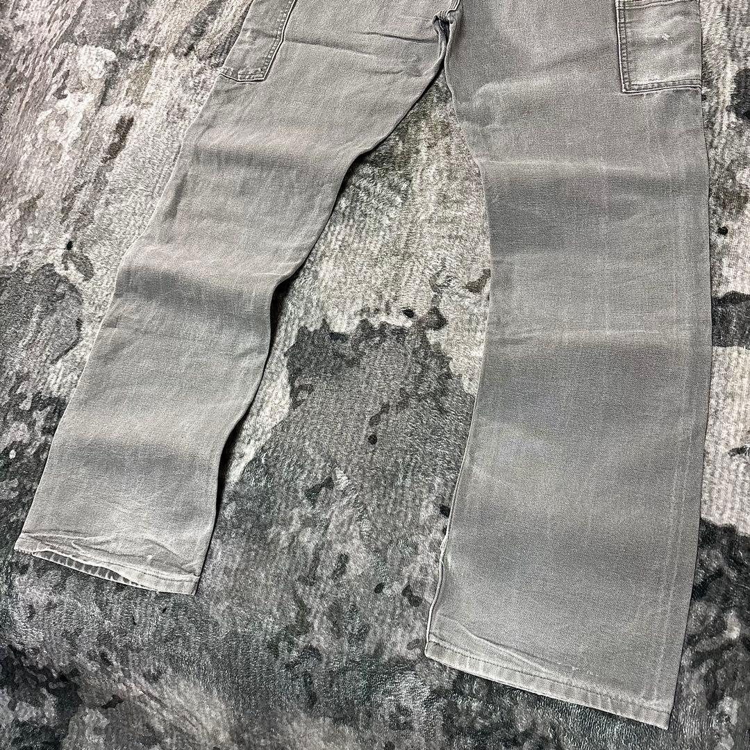 極上フェード 34×36 Carhartt 灰 金ボタン 一点物 ゆる履き