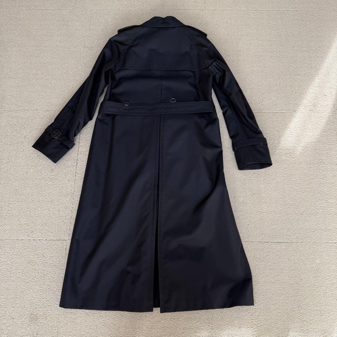 美品アクアスキュータム　ベーシックトレンチコート　 MAXI丈　ネイビー　紺